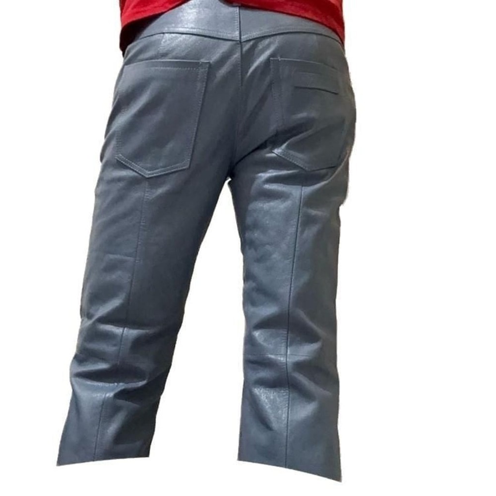 Women's Marni SS24 Shiny Goat Leather Flared Pants in Blue, Size‎ 42 NEW